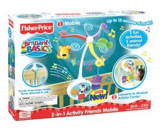 Fisher Price Brilliant Basics 2 in 1 Activity Friends Mobile w/3 fun 