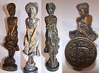   Antique Bronze Figural Regency Era Lady Jane Austen Wax Seal Stamp