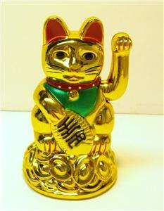   Lucky Good Luck Gold Golden Maneki Neko Waving Paw Fortune Cat  