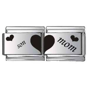  Son and Mom Double Laser Italian Charm: Jewelry