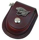 RAMBLER POCKET WATCH WITH LEATHER CASE . FLY FISHING MOTIF