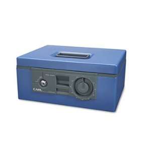   Wide Security Box w/Dual Lock, Removable Cash/Coin Tray, Steel, Blue
