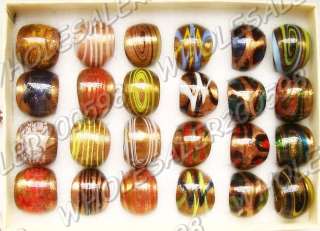 WHOLESALE 24PCS Focal Gold Dust Lampwork Glass Rings  