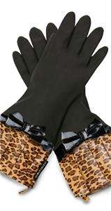 Gloveables Womens Kitchen Rubber Gloves DESIGNER BLACK LEOPARD WITH 