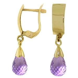    14k Gold Leverback Earrings with Genuine Drop Amethysts: Jewelry