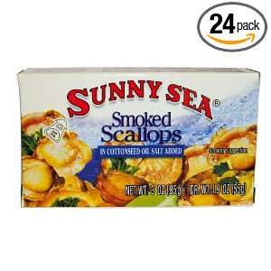Sunny Sea Smoked Scallops, Eoc, 3 Ounce Cans (Pack of 24)  