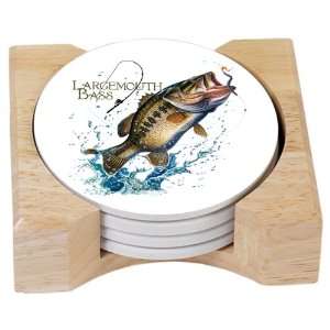  CounterArt Largemouth Bass Design Absorbent Coasters in 