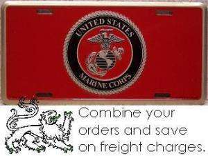Aluminum Military License Plate Marine Corps Emblem NEW  