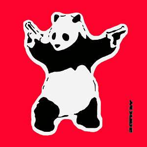 Banksy  Panda with Guns Red  Graffiti street art  