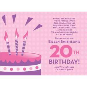  Cake Dots Pink Birthday Invitations