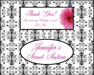 50 Personalized Sweet 16 Damask Candy Bar Wrappers  