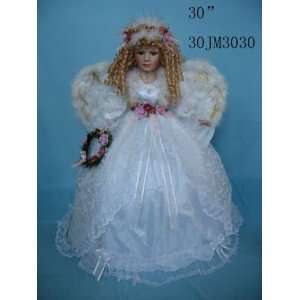  Cream 30 Inch Angel Porcelain Doll Umbrella Bottom with 