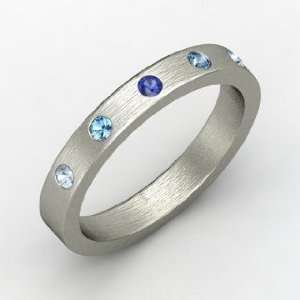  Anahit Band, Round Sapphire Sterling Silver Ring with Blue 