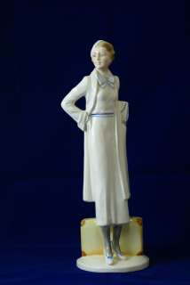   Erphila Lenci Style Porcelain Figure of Modern Woman w/Suitcase  