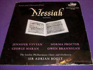 Handel Messiah Sir Adrian Boult Vyvyan Decca LXT 5383  