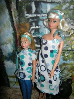 OOAK HANDMADE BARBIE AND SKIPPER CLOTHES SET BY DANIELLE FROM FRANCE 
