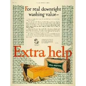 1927 Ad Fels & Co. Fels Naptha Washing Bar Soap PA   Original Print Ad 