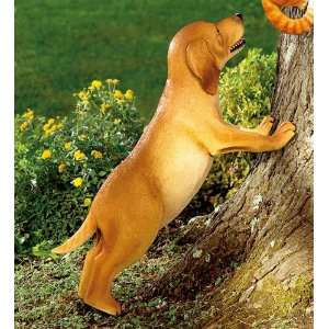  Leaning Dog Garden Statue for Trees, 28H Patio, Lawn 
