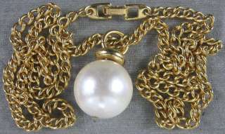 Vintage Necklace & Pendant~Real Nice Goldtone Chain With Pearl~Napier 
