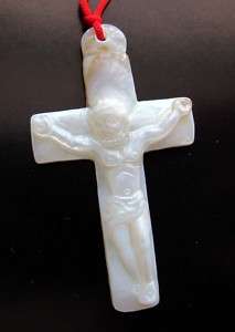 Natural Sea Shell Christian Jesus Cross Pendant  