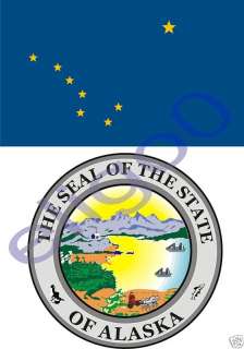 ALASKA State Flag + SEAL 2 bumper stickers decals USA  