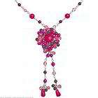 MB CHARMING CHERRY RED GARNET SILVER NECKLACE 19  