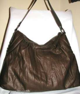 GUESS BY MARCIANO LARGE BROWN VIVE LE ROCK LEATHER LIKE PURSE BAG HOBO 