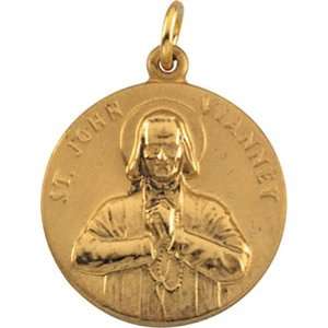  14K Yellow Gold St. John Vianney Medal   18.00mm Jewelry