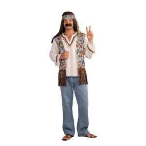  60s Hippy Mens Fancy Dress Shirt & Headband   One Size 