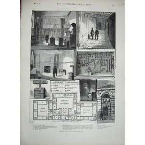    1888 Newgate Prison Plan Chapel Flogging Block Cell