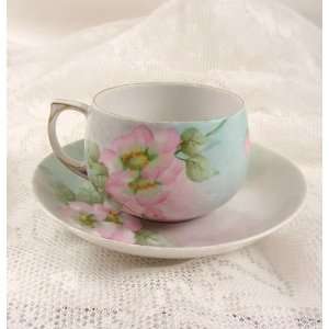  Antique Hand Painted Pastel Floral Tea Cup Saucer Set 