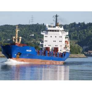 Cargo on River Seine Near Rouen, Normandy, France, Europe Photographic 