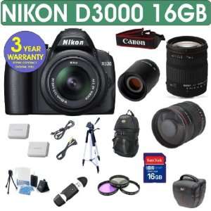  Nikon D3000 + Sigma 18 200 Lens + 800mm Mirror Lens 