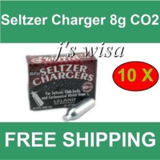 10 X LELAND MR FIZZ SELTZER SODA CHARGER 8G 8 GRAM CO2  