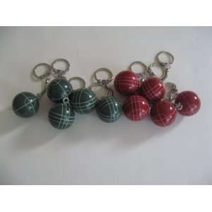  Bocce Ball Key Chains   Combo 10 pack wih 5 reds and 5 