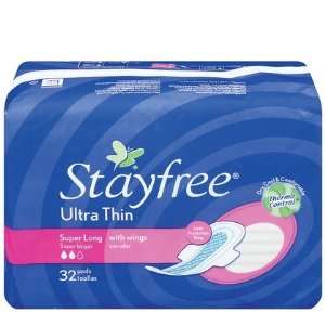  Stayfree Ultra Thin Long Maxi Pads with Wings 32 ct (Pack 