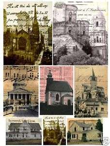 Grungy Altered Architecture Scrapbook Collage Sheet  