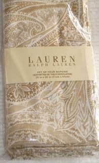 Ralph Lauren Sets napkins VERANDA PAISLEY Sand NIP  