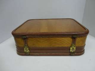 Vintage Amelia Earhart Luggage Suitcase Train Case Wood Grain/Leather 