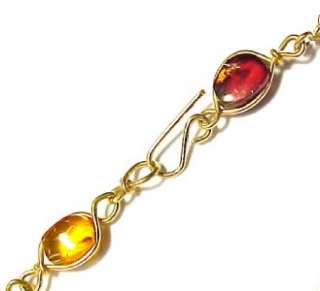 Variegated Baltic Amber / Gold Plated Pendant Necklace 15 1/4  