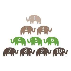  Green Counting Elephants Giclee Poster Print by Avalisa 