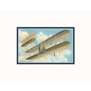  Wright Brothers Bi plane Pre Matted Poster Print, 14x11 
