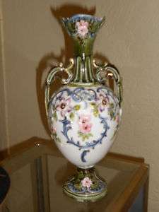 12 Austrian Amphora majolica vase double handles c1900  