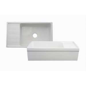   36 Inch Reversible Fireclay Sink with Apron, White