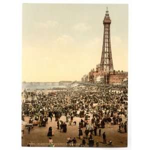  1890s photo The tower with beach, Blackpool, England 