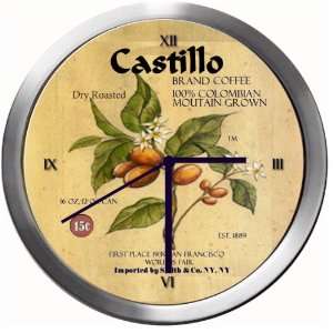  CASTILLO 14 Inch Coffee Metal Clock Quartz Movement 