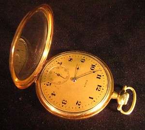 Antique Elgin 14K Gold Mens Pocket Watch 17 Jewels with Subdial c 