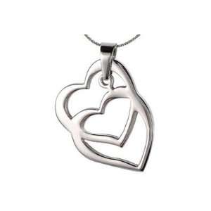  Overlapping Open Heart Double heart pendant charm necklace 