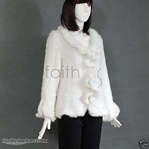 White Mink Fur Knitted Jacket/Coat/Outercoat/Overcoat  