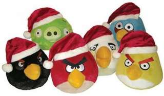 Angry Birds Assorted 5 inch Plush Bird With X Mas Hat   No Sound NEW 
